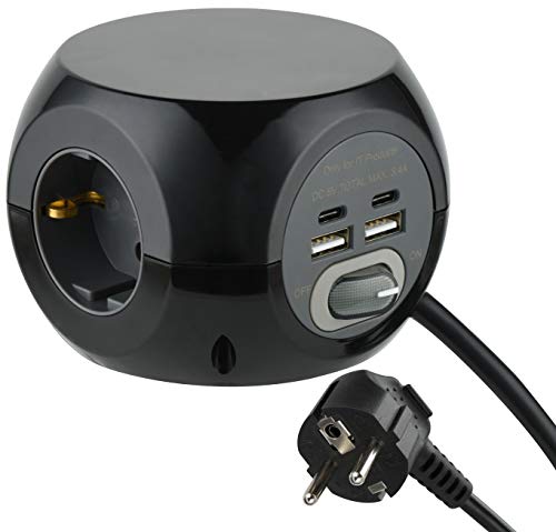 Extensão Elétrica ELECTROLINE 62080 (2 Tomadas - Tipo F - Preto) Electraline - Filtros de linha e supressores de surtos - 2 tomadas, tipo f, preto, 15 metros
