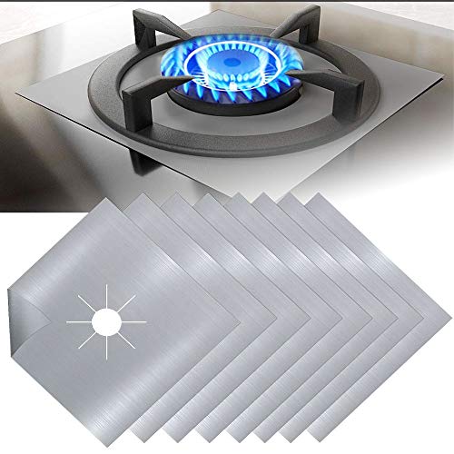 Protetor de Fogão EMAGEREN 8Pcs (Plástico - Prateado) EMAGEREN - Acessórios para cooktops, fornos e fogões - protetor, fogão, emageren, 8pcs, plástico, prateado