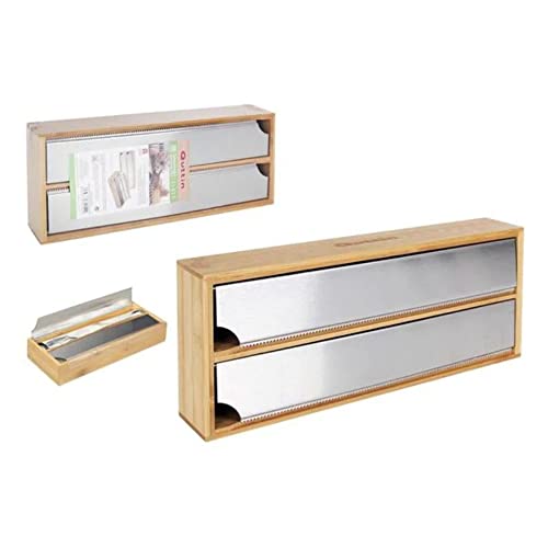 Dispensador de papel Quttin | Cinzento, Branco Quttin - Suportes e dispensadores de papel toalha - bambu, metal, duplo, 33,5x13x5,5 cm