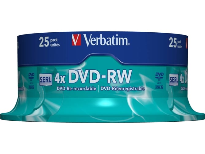DVDs Virgem VERBATIM DVD-RW Matt Silver 4,7 GB Verbatim - Mídias vazias - dvd+rw, matt silver, 4.7 gb, 25 unidades