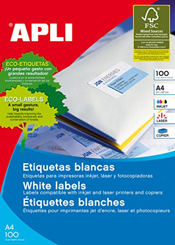 Etiqueta para Impressão APLI 1243 Branco APLI - Papel de impressora e copiadora - branco, 200 folhas, adesivo permanente, A5