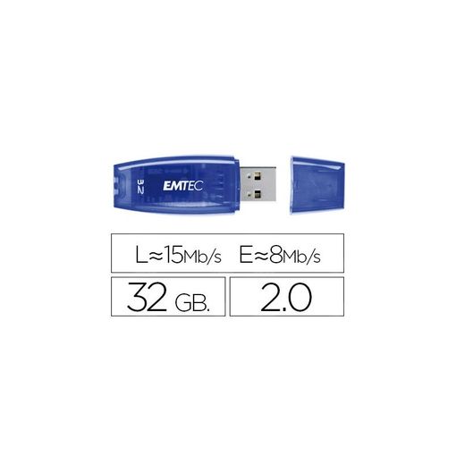 Pen USB EMTEC C410 (Azul - 32GB - 20 MB/s) Emtec - Pen drives usb - 32 GB, usb 2.0, 20 MB/s, universal