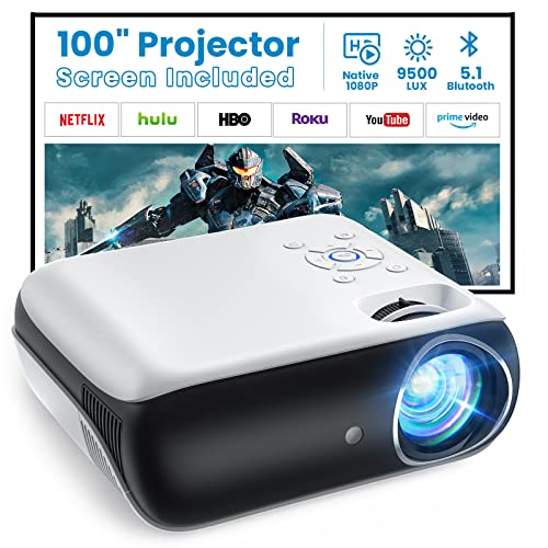 Projetor Portátil 4K Bluetooth com Ecrã Incluído H1 TOPVISION - Projetores - portátil, 4k, bluetooth, ecrã incluído, full hd