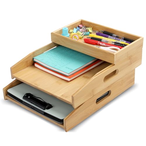 Organizador de Papéis CINNANI 3 Níveis Bambu Cinnani - Utensílios de mesa - organizador, papéis, 3 níveis, bambu
