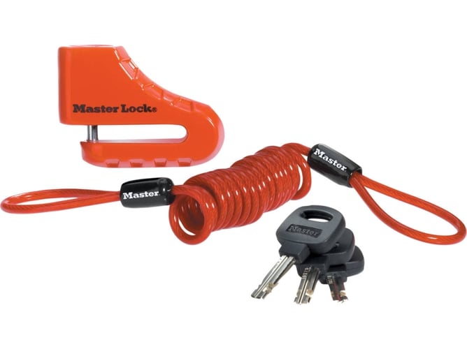 Cadeado de Bicicleta MASTER LOCK 8303EURDPS Master Lock - Alarmes e fechaduras para motocicletas - 50 cm, vermelho, ferro, 2 chaves