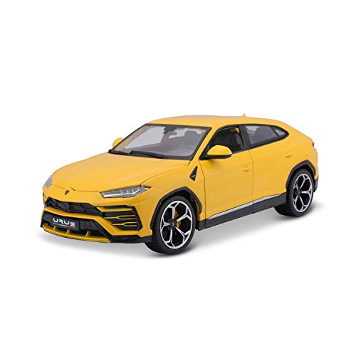 Carro Colecionável BBURAGO Lamborghini Urus BBURAGO - Modelos em escala - metal, escala 1/18, amarelo, portas abertas, capot aberto