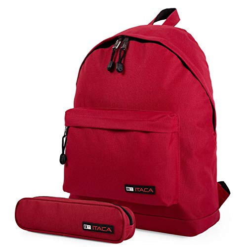 Mochila ITACA Instituto (40 x 20 x 25 cm - Vermelho) ITACA - Mochilas - poliéster, portatodo incluído, alças acolchoadas, bolsa frontal