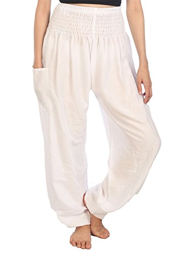 Calças para Mulher LOFBAZ Branco (XL) Lofbaz - Calças - mulher, branco, XL