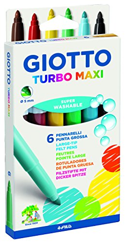 Lápis Cor Giottos Turbo Maxi 6 Unidades Giotto - Marcadores e marcadores de texto - 6 unidades, cores vivas, ponta grossa, fácil de segurar
