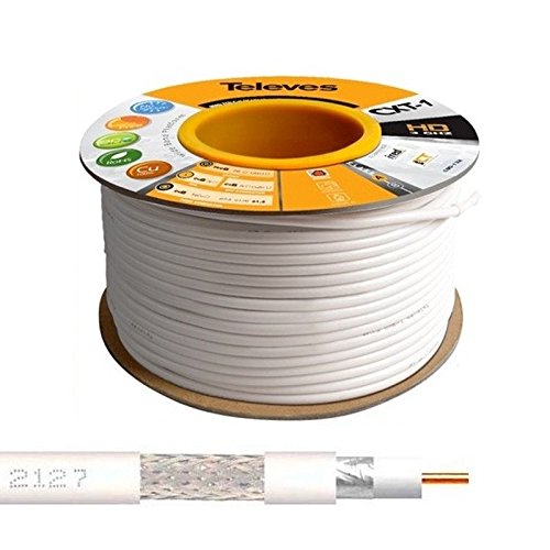 Cabo de Antena DEXLAN (Coaxial - Branco) Televes - Cabos de áudio e vídeo - cabo antena, coaxial, branco