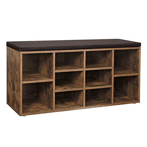 Banco Sapateira VASAGLE LHS10BX (Castanho - 30x104x48cm) VASAGLE - Conjuntos de móveis - madeira, almofadado, 30x104x48cm