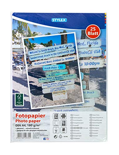 Papel Fotográfico STYLEX Printbox Branco Stylex - Papel de impressora e copiadora - papel fotográfico, stylex printbox, branco, gramagem 180g/m², resistente à água