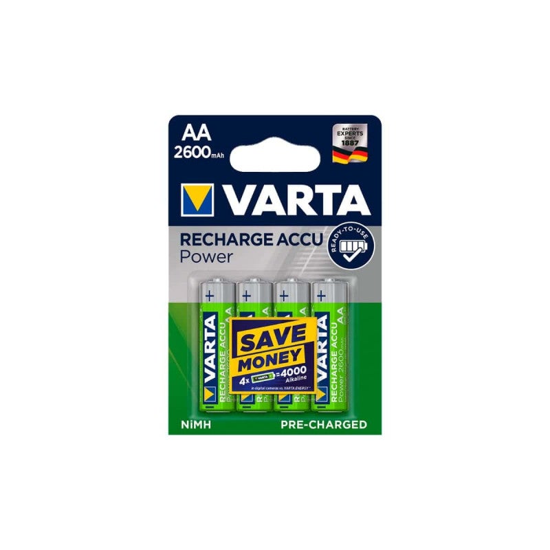 Pilhas Recarregáveis VARTA RECHARGE ACCU Power AA Varta - Baterias de uso geral - 2600mAh, 1.2V, aa, nimh