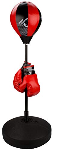 Conjunto de Boxe para Crianças AVENTO 41BE (Vermelho - 122 x 63 x 51 cm) Avento - Equipamento de proteção para boxe e artes marciais - couro sintético, inflável, aço, polietileno