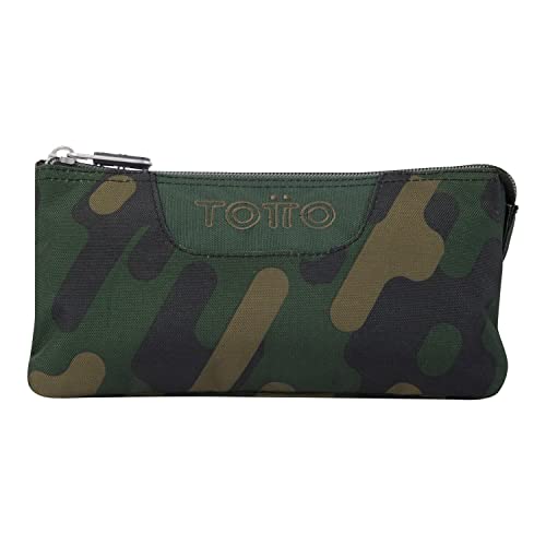 Estojo 3 Compartimentos TOTTO Verde Camuflagem Totto - Estojos para canetas e lápis - 3 compartimentos, camuflagem, verde, compacto