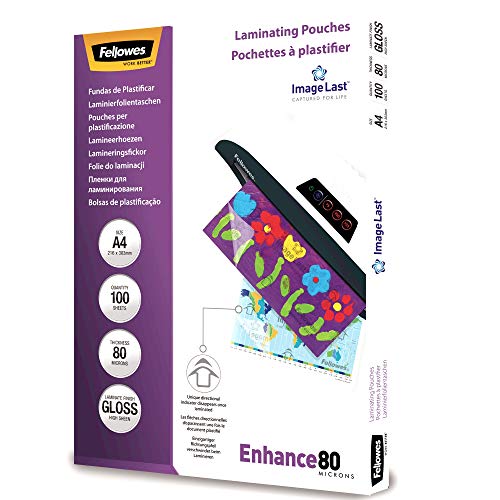 Bolsas de Plastificação FELLOWES 5306114 (100 unidade) Fellowes - Filme de laminação, pochetes e folhas - 100 unidades, a4, transparente, 80 micras
