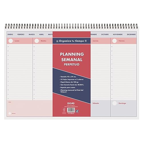 Planificador Semanal Perpetuo 42X29 Cm 112 Páginas DOHE - Calendários, organizadores e planejadores - planificador, semanal, perpetuo, 112 páginas