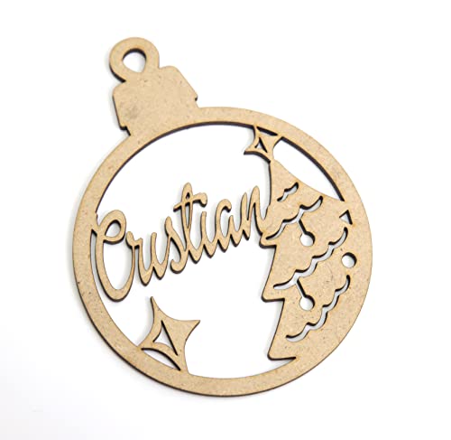 Bola de Natal de Madeira com Nome (Castanho - 8x8x13cm) CrisPhy - Enfeites de natal - madeira, personalizada, nome, 8x13cm
