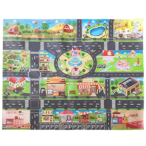 Tapete Infantil CITY LIFE (Azul - Espuma - 100x130 cm) JTMM - Tapetes e ginásios de atividades - espuma, macio, 100x130 cm, desenhos coloridos