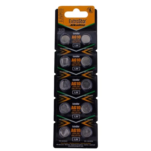 Pilha Recarregável MICROBATTERY 10 Pilhas Botões Ag13 1.5V Lr1130 EXTRASTAR - Baterias de uso geral - 1.5v, 30 mAh, botões, alcalino