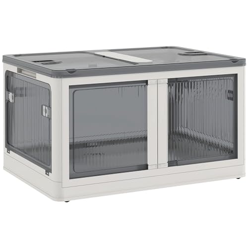 Caixa de Arrumação HOMCOM | 60 x 42 x 34 cm - Branco HOMCOM - Recipientes de armazenamento doméstico - 60 x 42 x 34 cm, branco, porta de acesso fácil, tampo