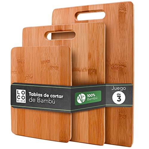 Conjunto de Tábua de Cortar Loco Bird Madeira Sidorenko - Tábuas de corte - 3 mesas, bambu macio, anti-bacteriana, reduz ruído