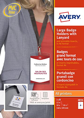 Avery 1880 etiqueta para impressão Transparente (Classificação e Arquivo) Avery - Porta-crachás e porta-bilhetes - transparente, 250 peças, inkjet, preto ciano magenta amarelo