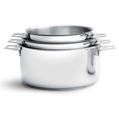Conjunto de Panelas de Cozinha Twisty DE BUYER DE BUYER - Panelas de molho - aço inoxidável, 1,2 e 3 litros, cabo para pendurar