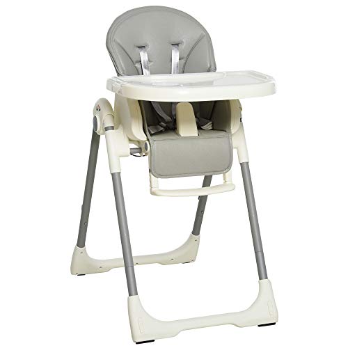 Cadeira de Refeição HOMCOM A91-070 (Cinzento - 55x80x104cm) HOMCOM - Cadeiras altas e assentos elevatórios - cinzento, 55x80x104cm