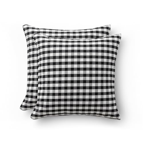 Conjunto de almofada e capa de almofada GAMUSI Vichy em quadrados (Preto) GAMUSI - Fronhas e almofadas - almofada, capa, preto
