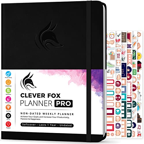 Organizador Semanal e Mensal Clever Fox Pro Preto Clever Fox - Calendários, organizadores e planejadores - semanal, mensal, preto, adultos
