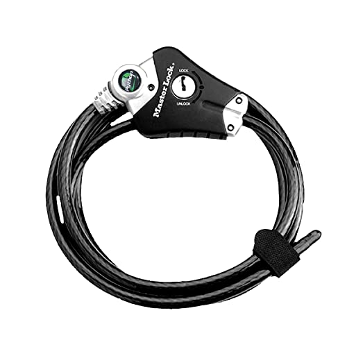 Cadeado de Bicicleta MASTER LOCK 8428EURDPRO | Preto Master Lock - Fechaduras e chaves - aço entrançado, bloqueio seguro, vinil anti-óxido, 4 chaves