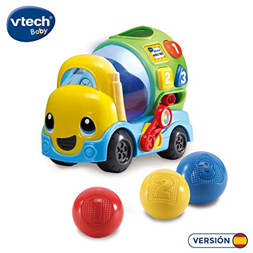 Brinquedo educativo VTECH Mixter, camião de cimento VTech - Blocos de encaixe - brinquedo educativo, vtech mixter, camião de cimento, 3 rolos, bloco de cimento, cores, encaixar peças, contagem até 10, identificar cores