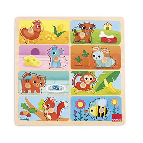 Puzzle DISET 53041 de Madeira com Minha Comida Favorita Goula - Quebra-cabeças de madeira e com pinos - madeira, 8 encaixes, bola amovível, suporte