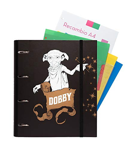 Brinquedo de Trabalhos Manuais CARPEBLOCK 4 Anéis Harry Potter Dobby Preto (8 anos) Grupo Erik - Pastas Organizadoras - trabalhos manuais, 4 anéis, Harry Potter, dobby