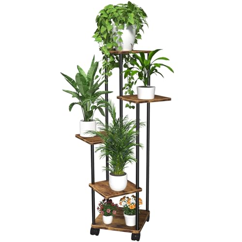 Suporte para Plantas GBLAVM | Cinzento (Puericultura - Jardinagem) GBLAVM - Suportes para plantas - 5 níveis, rodas removíveis, interior, exterior