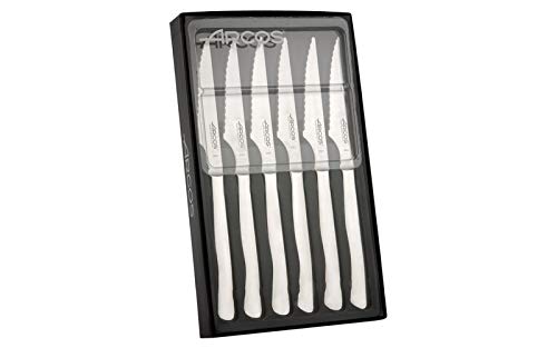 Conjunto de Faca Arcos da Mesa 378000 Monobloco de 1 Peça de Aço Inoxidável Folha 10 Cm 6 Peças Arcos - Facas de mesa - aço inoxidável, 10 cm, 6 peças