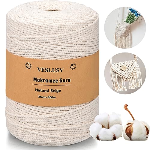 Fio Macrame 3Mm X 300M Corde De Algodão YESLUSY - Fibras para artesanato - macramé, algodão, 3mm, 300m