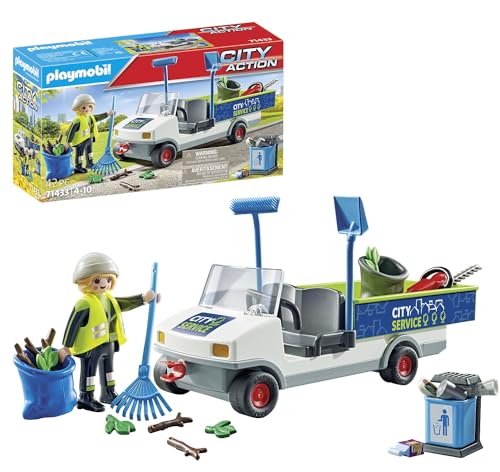 Conjunto de Brinquedos PLAYMOBIL 70129 (Idade Mínima Recomendada: 4 anos) PLAYMOBIL - Conjuntos de brinquedos - carro elétrico, figura limpeza, acessórios