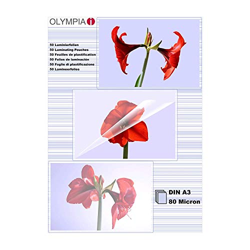 Bolsas para plastificar OLYMPIA 1x50 DIN A3 80 microns Olympia - Filme de laminação, pochetes e folhas - dina3, 50 folhas, 80 microns