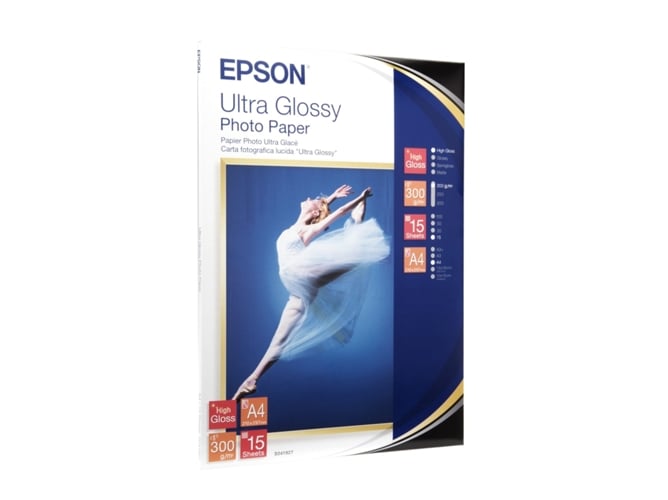 Papel Fotográfico EPSON Ultra Glossy Photo Paper DIN A4, 300g/m², 15 Folhas Epson - Papel de impressora e copiadora - 300 g/m², din a4, 15 folhas