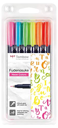 Conjunto Marcadores TOMBOW Fudenosuke Neon (Multicor - 6 Unidades) Tombow - Marcadores e marcadores de texto - multicor, neon, 6 unidades