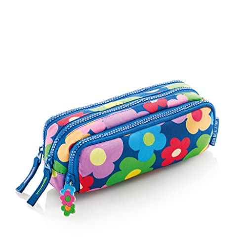 Estojo MIQUELRIUS Agatha Ruiz de la Prada Flower MIQUELRIUS - Estojos para canetas e lápis - triple compartimento, 210x90x70 mm, correia metálica, rpet