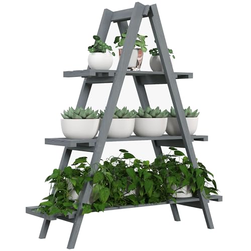 Estante de Plantas Outsunny | 100 x 36 x 112 cm - Cinzento SPANISH AOSOM - Suportes para plantas - 100x36x112 cm, cinzento