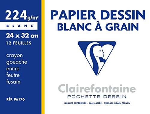 Papel de Desenho CLAIREFONTAINE 210200 (Preto - 24x32cm) Clairefontaine - Papel de arte e artesanato - suave, grão grosso, 24x32cm, expressivo