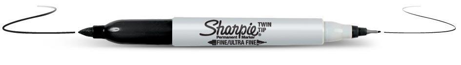 Caneta de Tinta Permanente SHARPIE Twin Tip Preto SHARPIE - Marcadores - tinta permanente, dual tip, preto