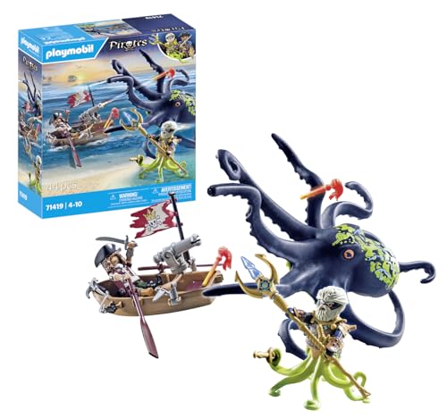 Playmobil Pirata com Caranguejo Gigante (Idade Mínima Recomendada: 4 anos) PLAYMOBIL - Conjuntos de brinquedos - pirata, caranguejo gigante, barca de remos, acessórios