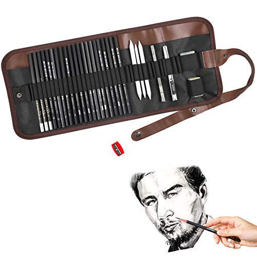 Lápis Criativos SET OF DRAWING PROFESSIONAL JOLIGAEA - Kits de desenho e pintura - 30 peças, grafite, carvão, extensores