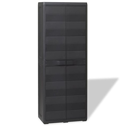 Armário de Jardim VIDAXL com 3 Prateleiras Preto vidaXL - Armários de armazenamento e armários de bloqueio - 3 prateleiras, polipropileno, resistente, kit de montagem