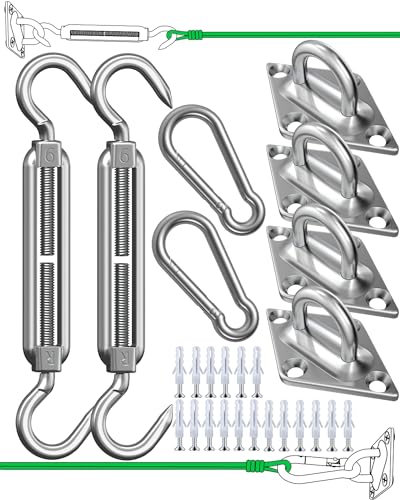Kit de montagem de toldos de sombra de aço inoxidável EVERSEE - Estruturas externas - metal inoxidável, 2 suportes, toldo poliéster, fácil montagem